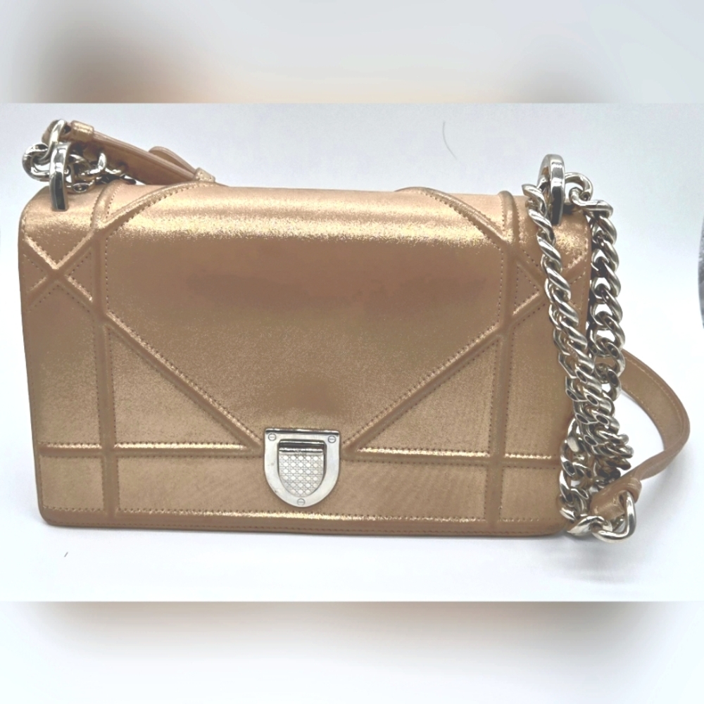 Dior Metallic Calfskin Diorama Medium Shoulder Bag